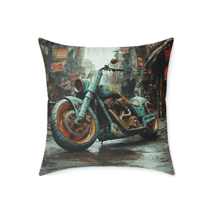 Apocalyptic Motorcycle 2 - Square Poly Canvas Pillow UK