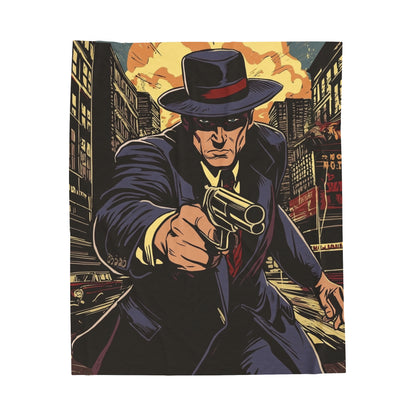 1950s Gangster Comic Cover 2 - Velveteen Plush Blanket USA
