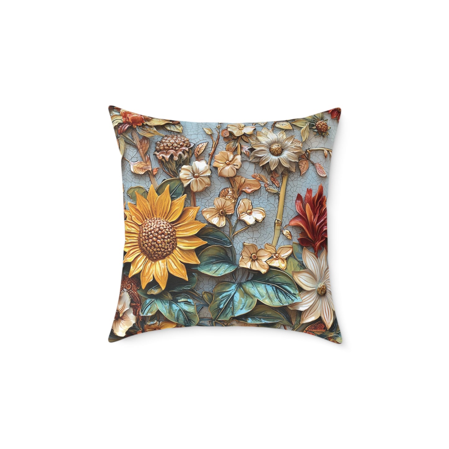 **Flowers 2 Chinoiseries - Square Poly Canvas Pillow UK