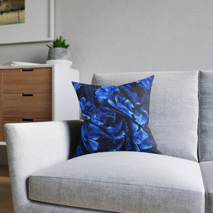 Elegant Blue Floral Square Pillow - UK