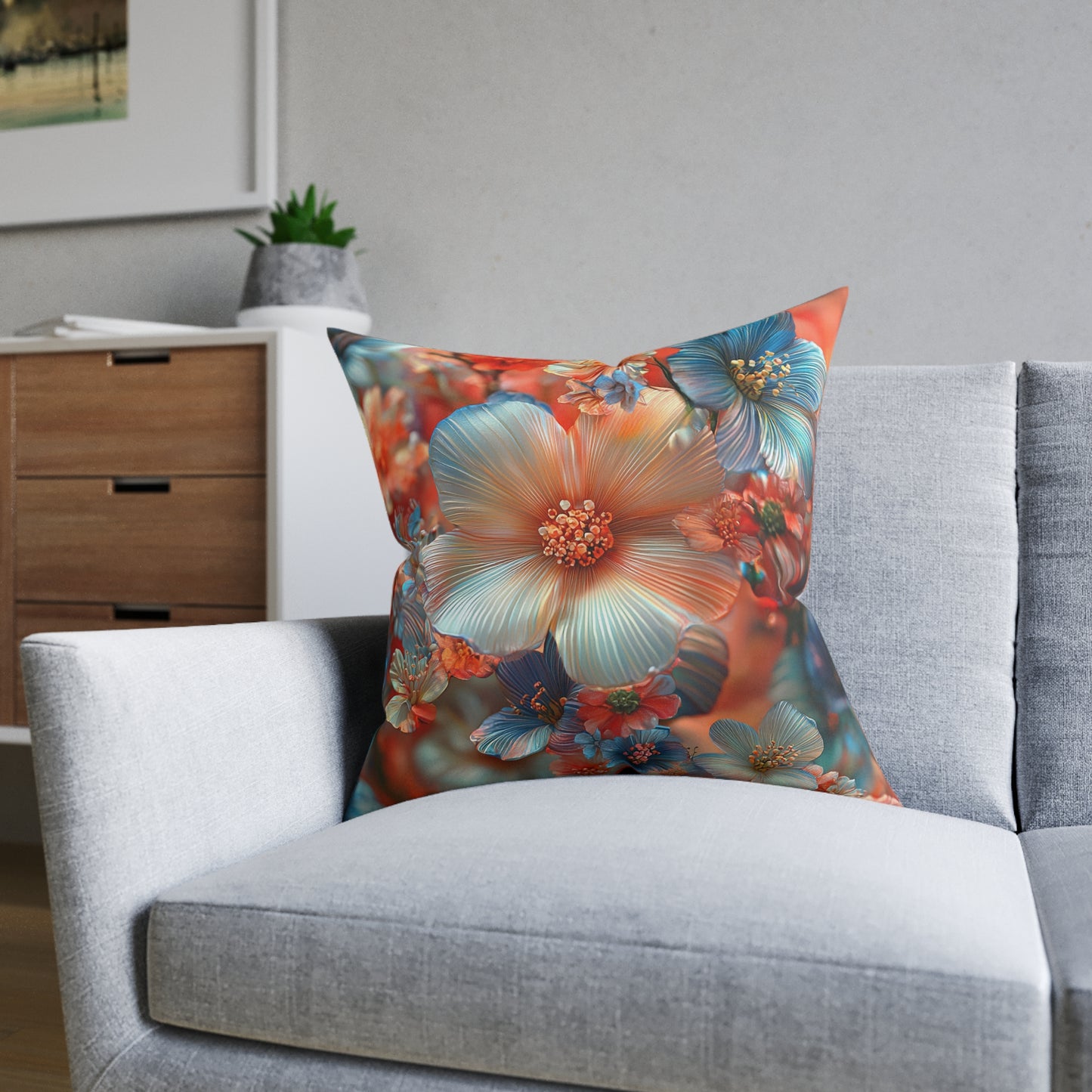 **3D Pretty Flowers - Square Pillow - UK