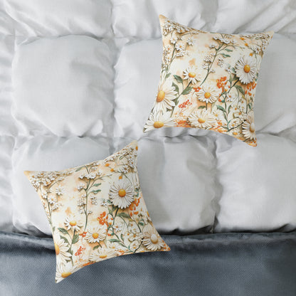 **Flowers Chinoiseries 3 - Square Poly Canvas Pillow UK