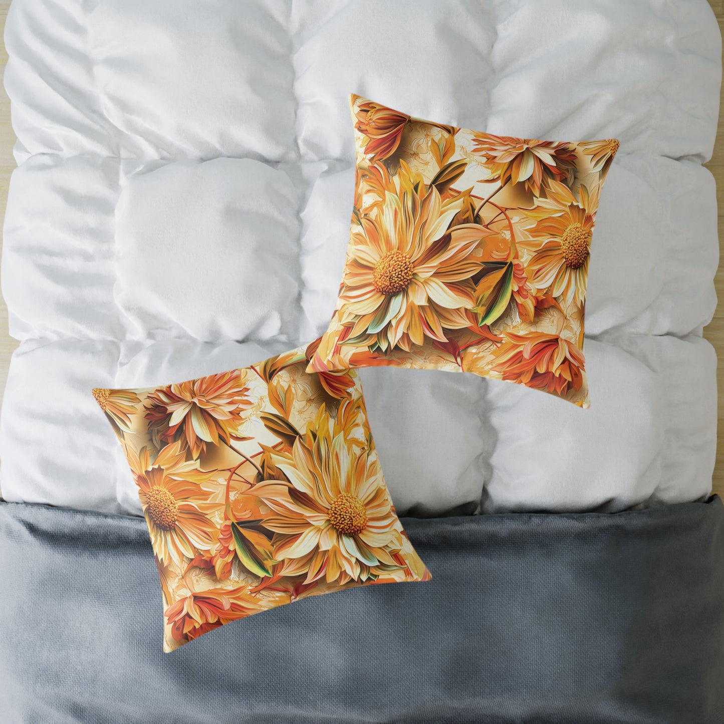 **Flowers Chinoiseries - Square Poly Canvas Pillow UK