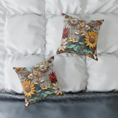 **Flowers 2 Chinoiseries - Square Poly Canvas Pillow UK