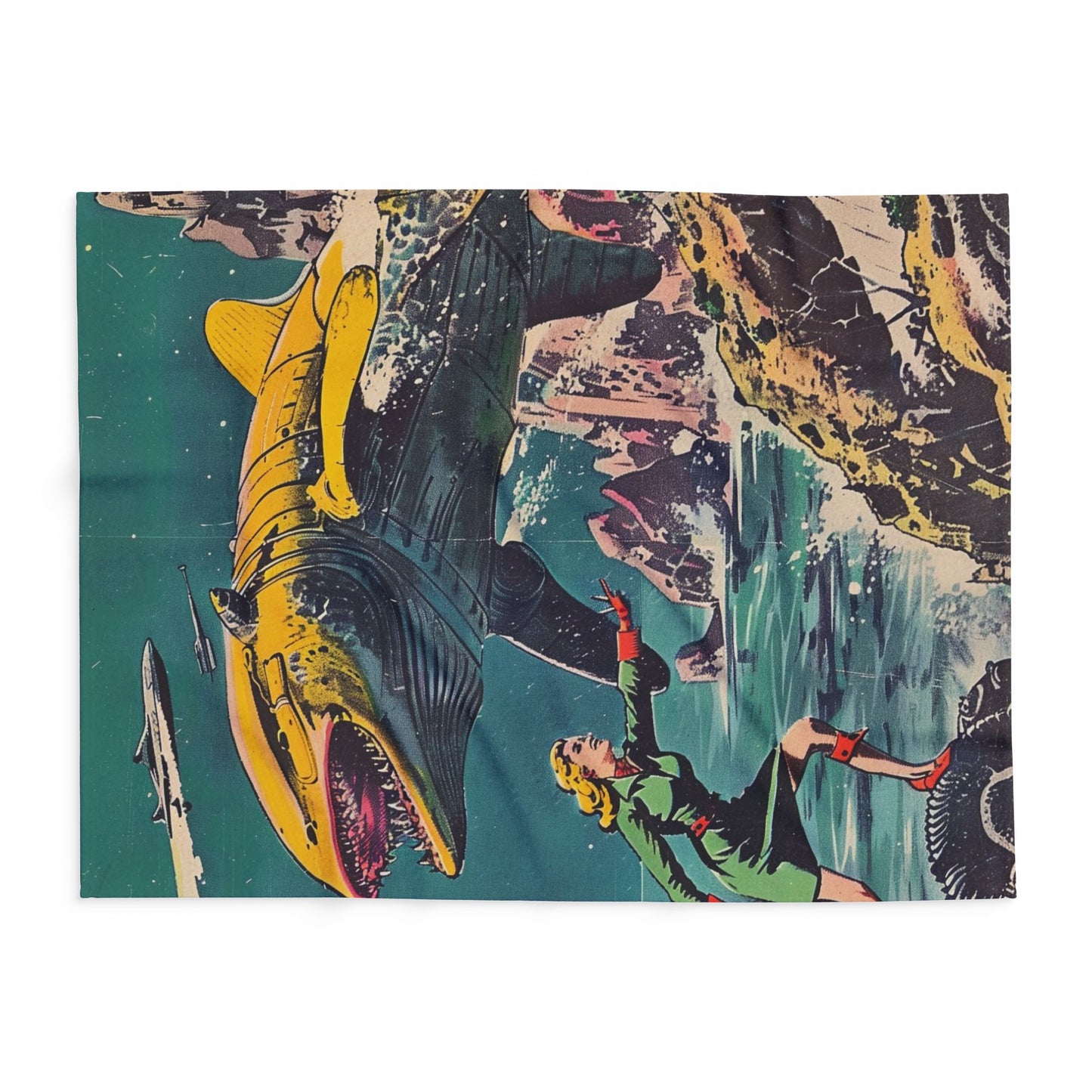 Retro Space Adventure Fleece Blanket 2 - Cosy Gift for Sci-Fi Lovers UK