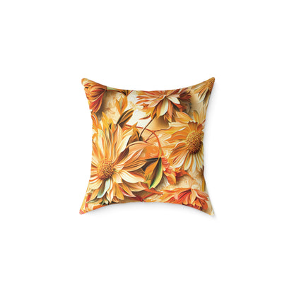 **Flowers Chinoiseries - Square Poly Canvas Pillow UK