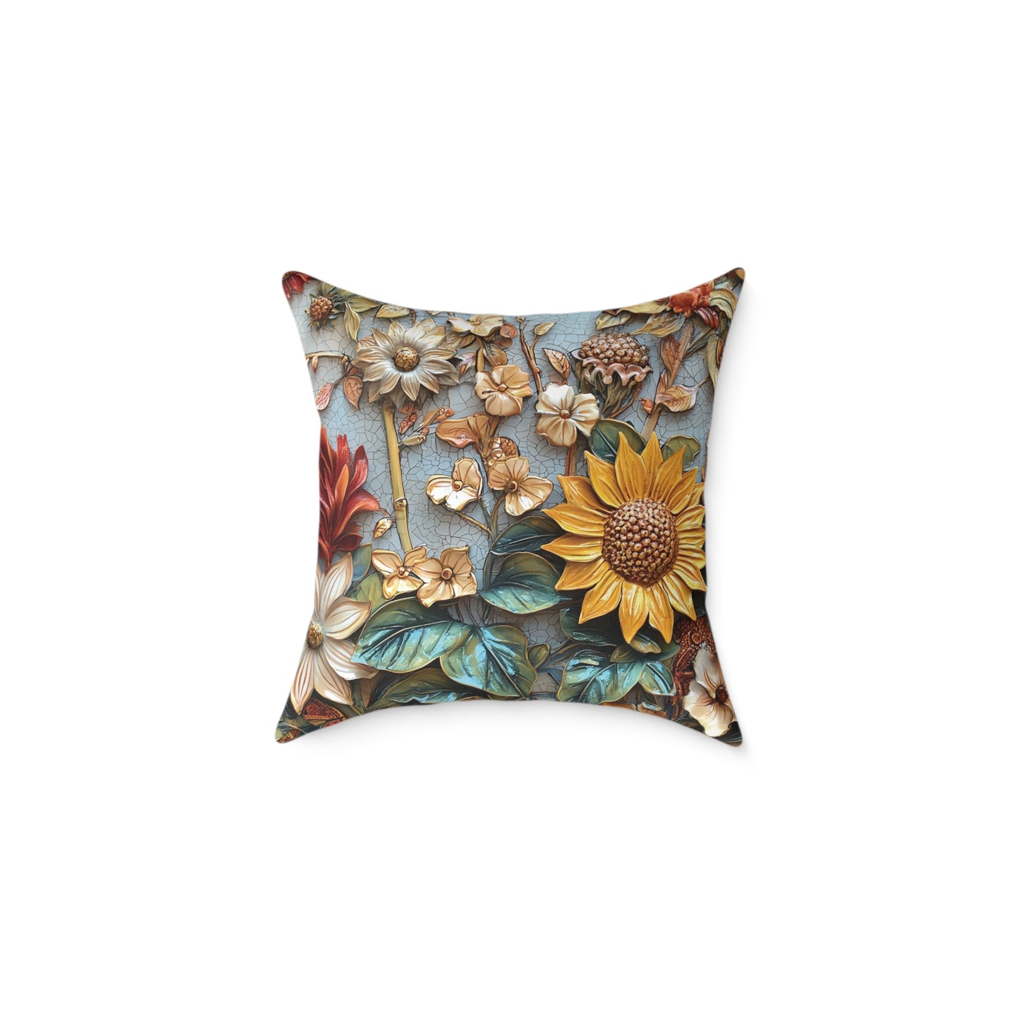 **Flowers 2 Chinoiseries - Square Poly Canvas Pillow UK
