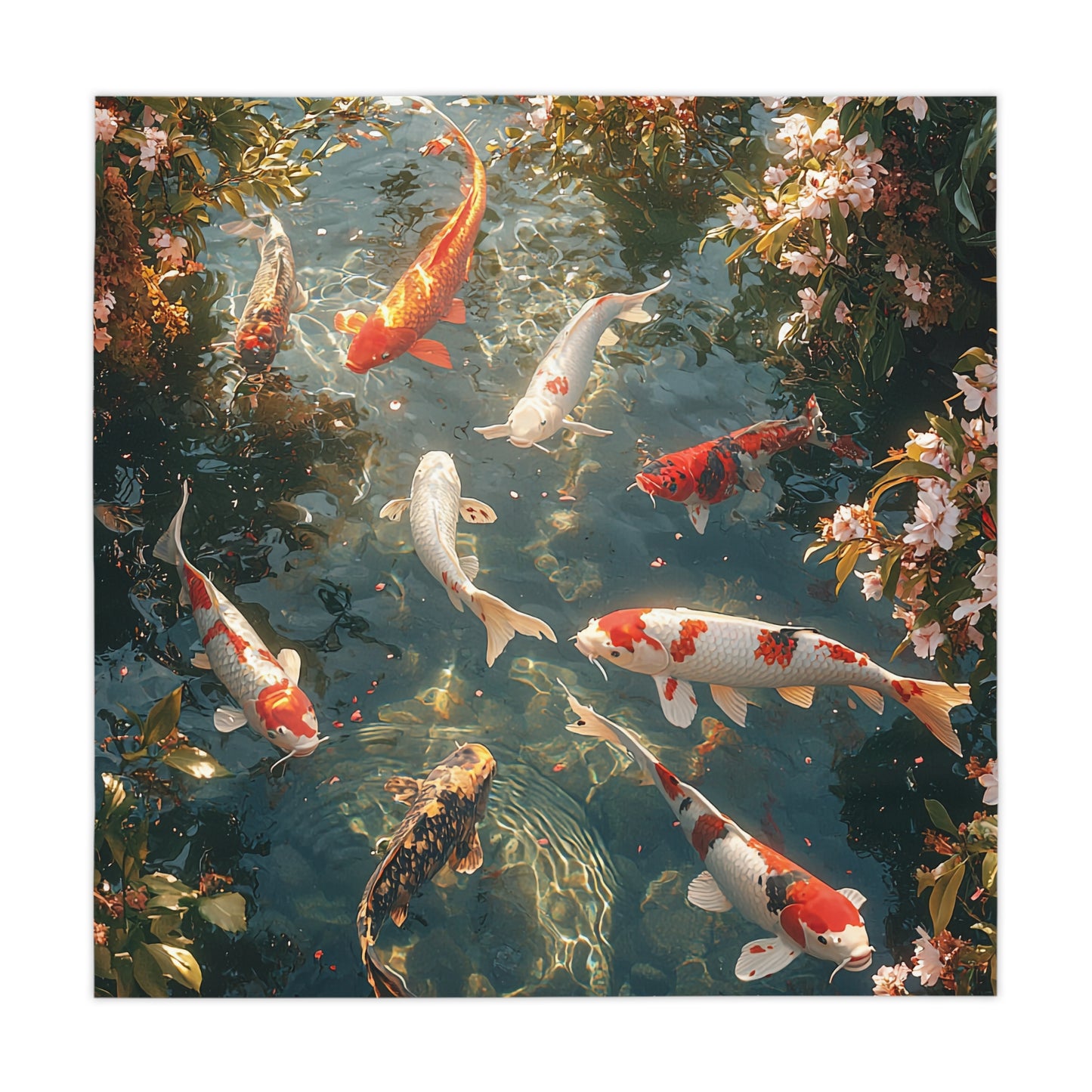 Koi Pond Tablecloth - Serene Decorative Cover for Dining & Events UK