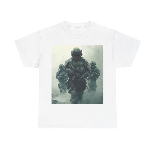 Heavy Cotton Tee - Military Action Print Tee UK