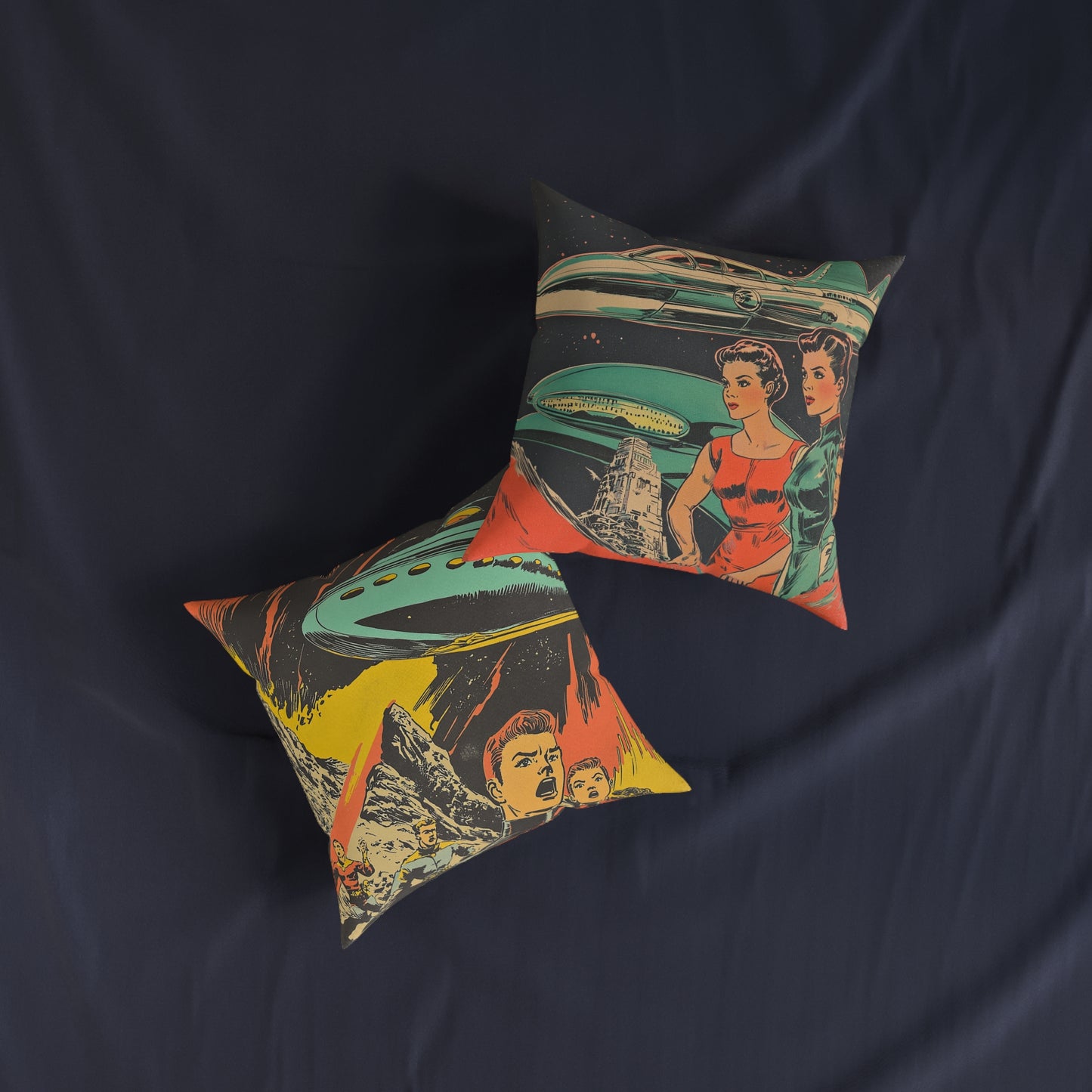 1950's Space Comic - Square Cushion - Space Home Decor UK