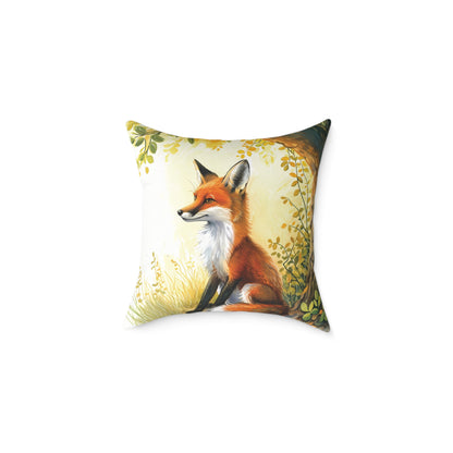 Cute Foxes - Square Poly Canvas Pillow - UK