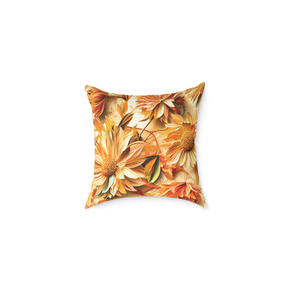 **Flowers Chinoiseries - Square Poly Canvas Pillow UK