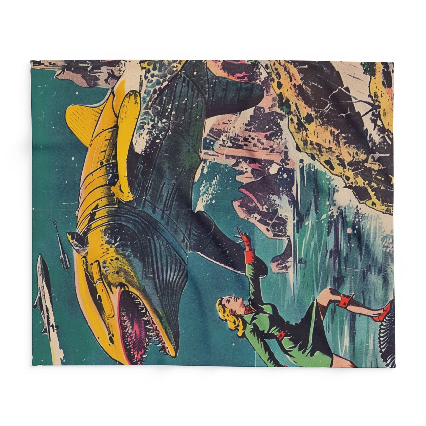 Retro Space Adventure Fleece Blanket 2 - Cosy Gift for Sci-Fi Lovers UK