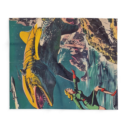 Retro Space Adventure Fleece Blanket 2 - Cosy Gift for Sci-Fi Lovers UK