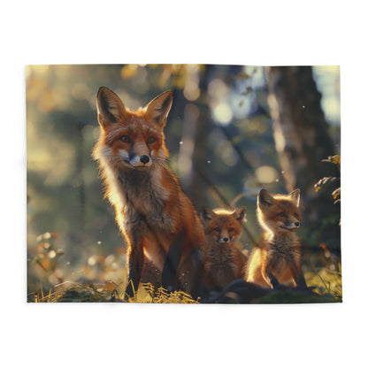 Mother Fox With Cubs Fleece Blanket - UK