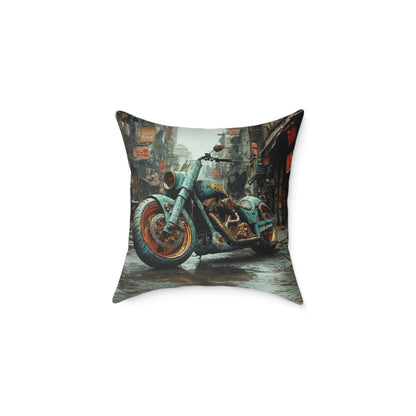 Apocalyptic Motorcycle 2 - Square Poly Canvas Pillow UK