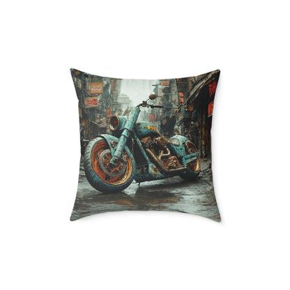 Apocalyptic Motorcycle 2 - Square Poly Canvas Pillow UK