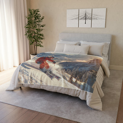 Downhill Skier #1 - Soft Polyester Blanket