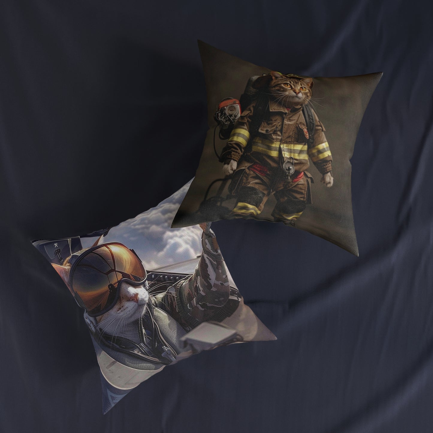 Top Gun Cat - Square Pillow - UK