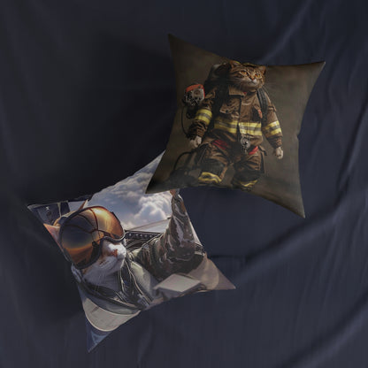Top Gun Cat - Square Pillow - UK