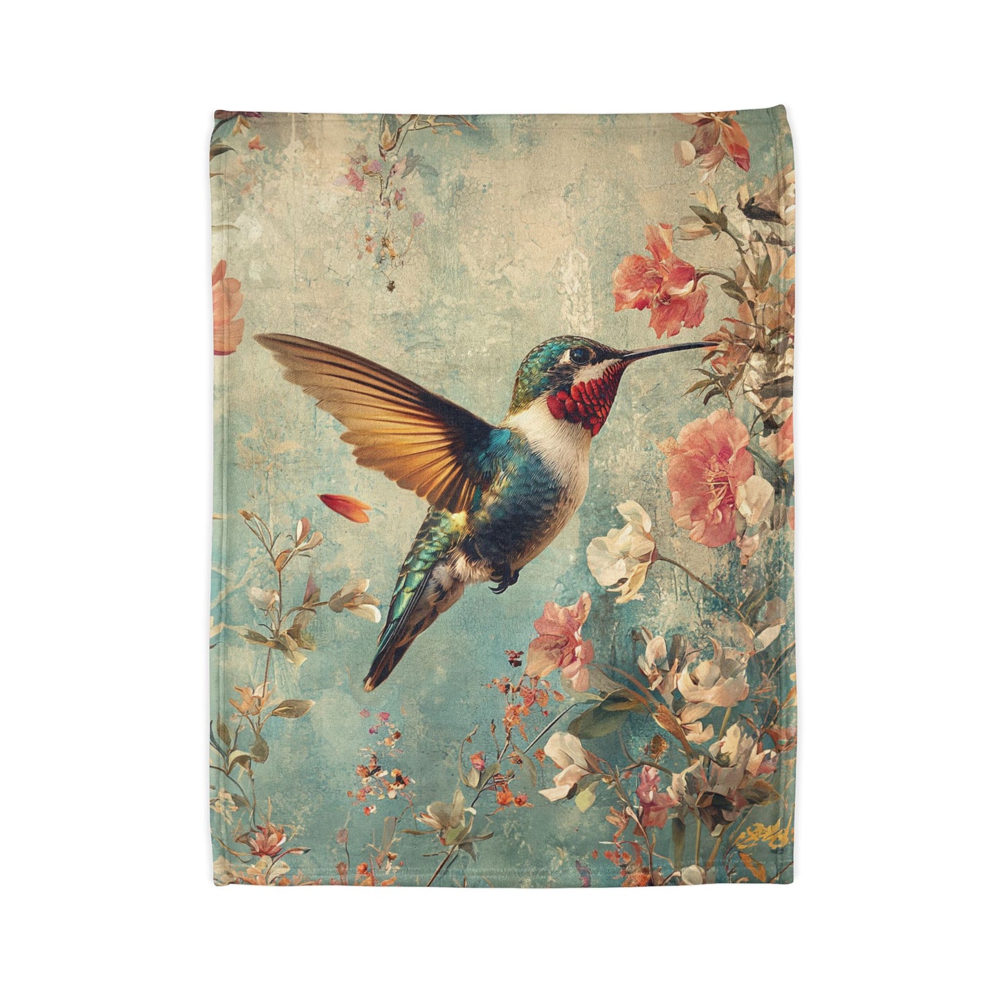 Elegant Hummingbird Soft Polyester Blanket - Cozy Floral Throw for Home Decoration UK