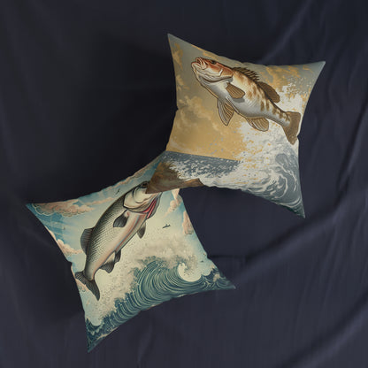 Fish Jumping - Square Pillow - UK