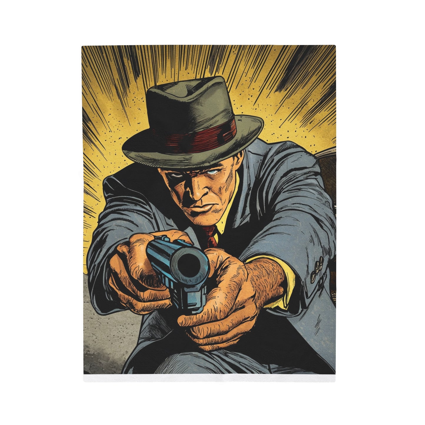1950s Gangster Comic Cover 4 - Velveteen Plush Blanket USA