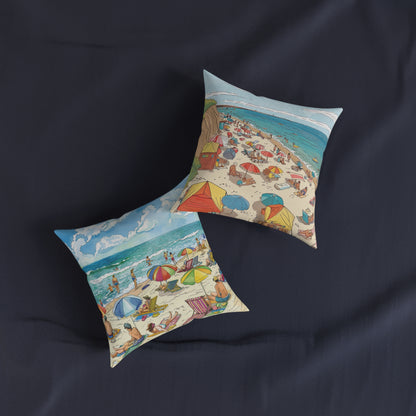 At The Beach - Square Pillow - UK
