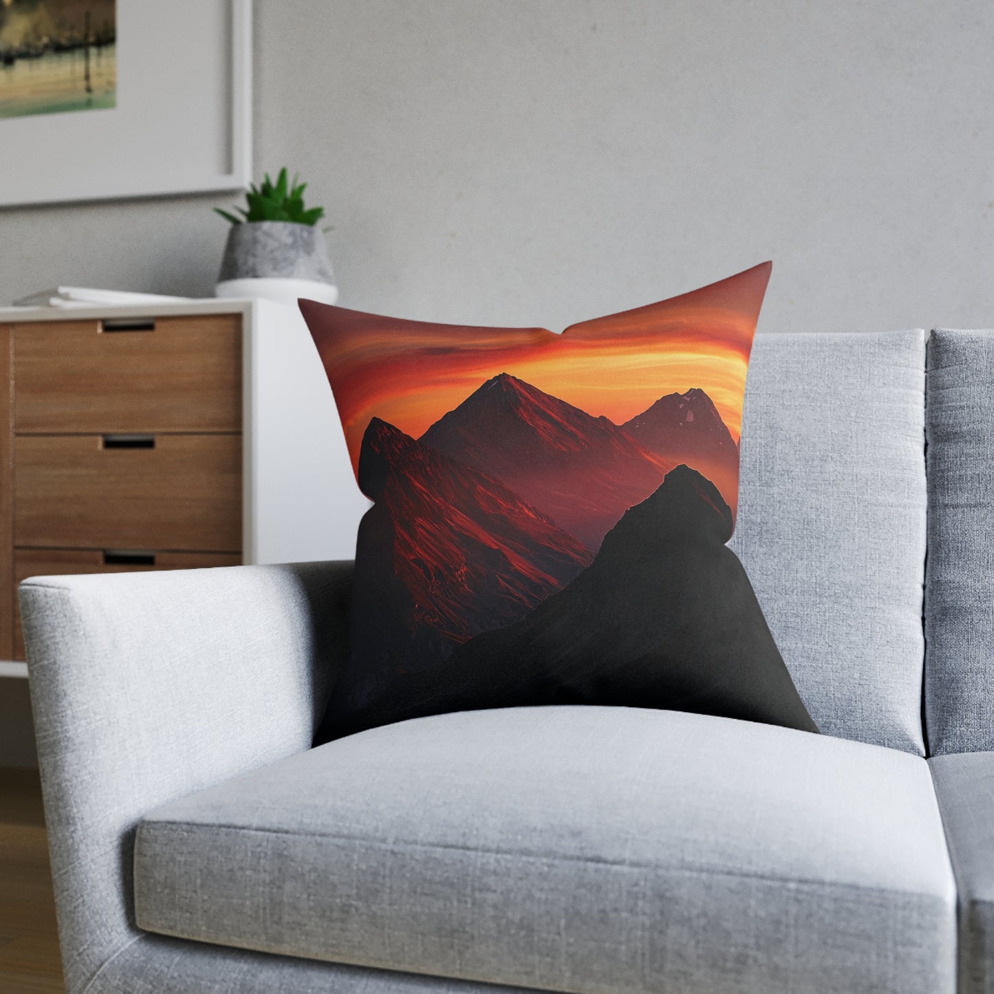Sundown Over The Peaks - Square Pillow - UK