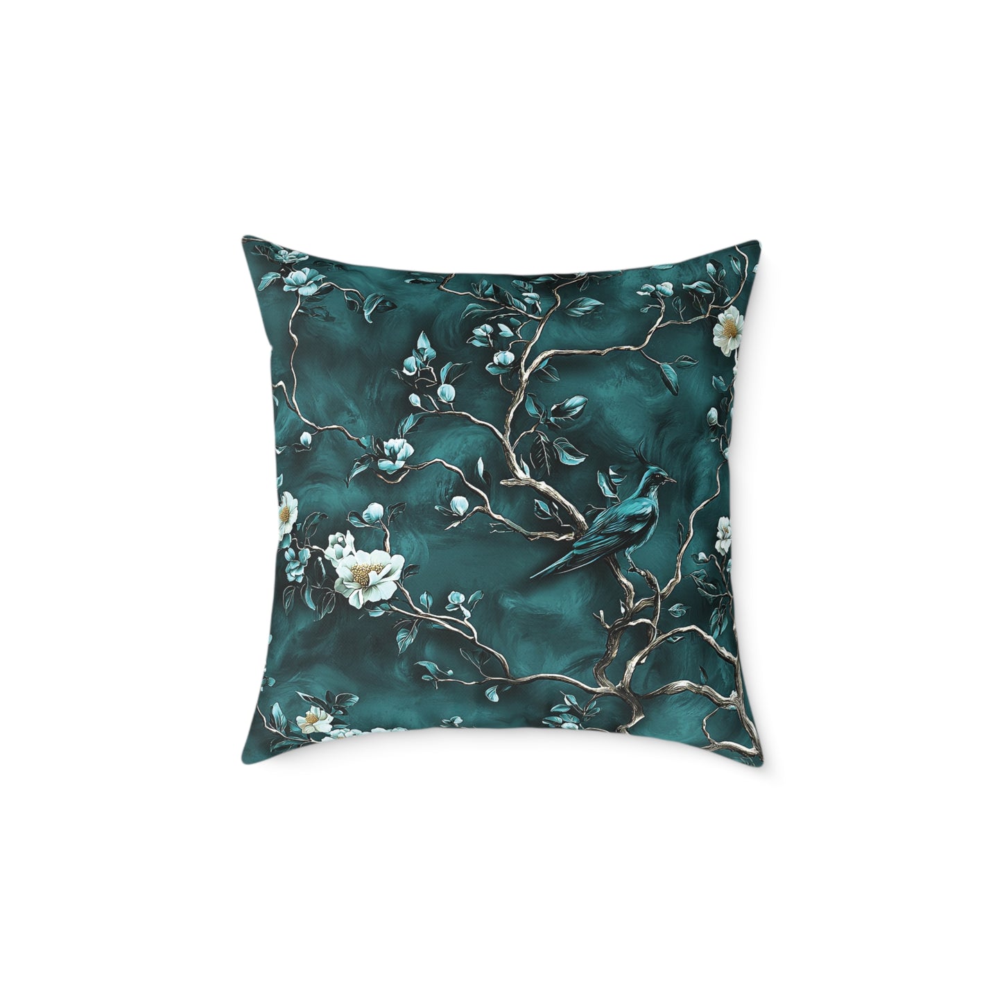 Blue Vine Chinoiseries 2 - Square Poly Canvas Pillow UK