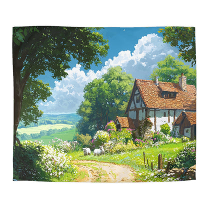 English Cottage In The Countryside - Microfiber Duvet Cover USA and UK