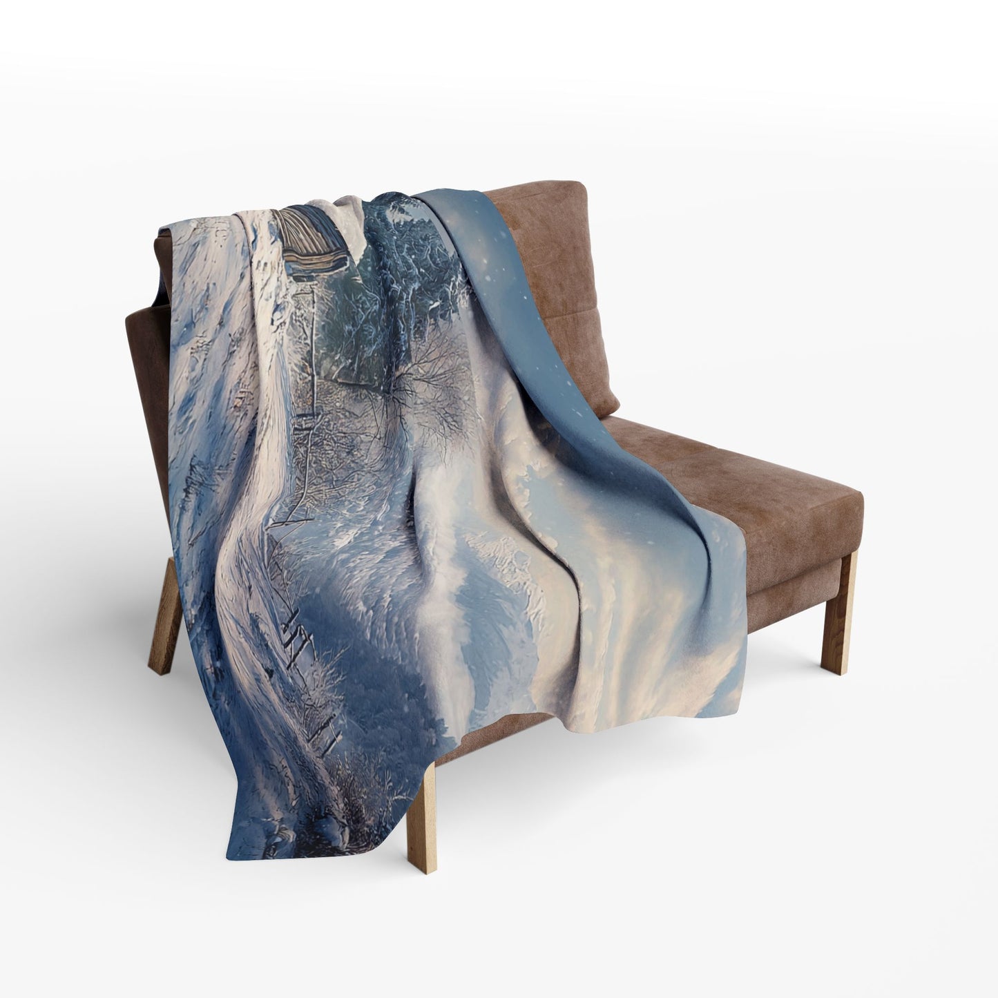 Cosy Arctic Fleece Blanket - Winter Cabin Design - UK