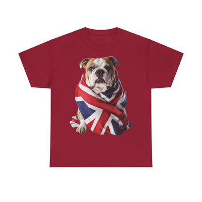 British Bulldog In Union Jack - Unisex Heavy Cotton Tee - Cute Dog Lover Gift UK