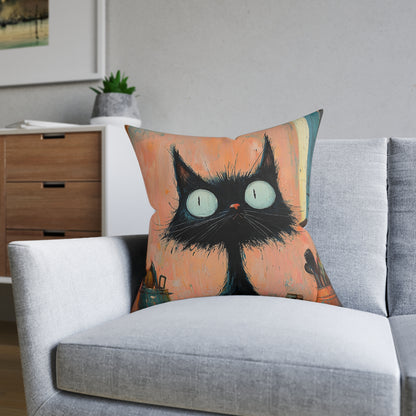 Scruffy Cat 1 -Square Cushion - UK