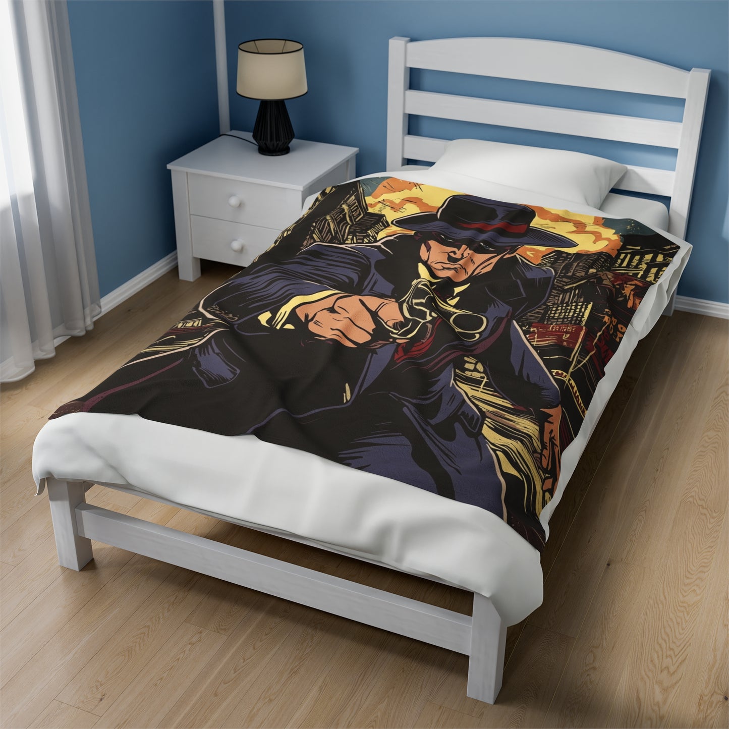 1950s Gangster Comic Cover 2 - Velveteen Plush Blanket USA