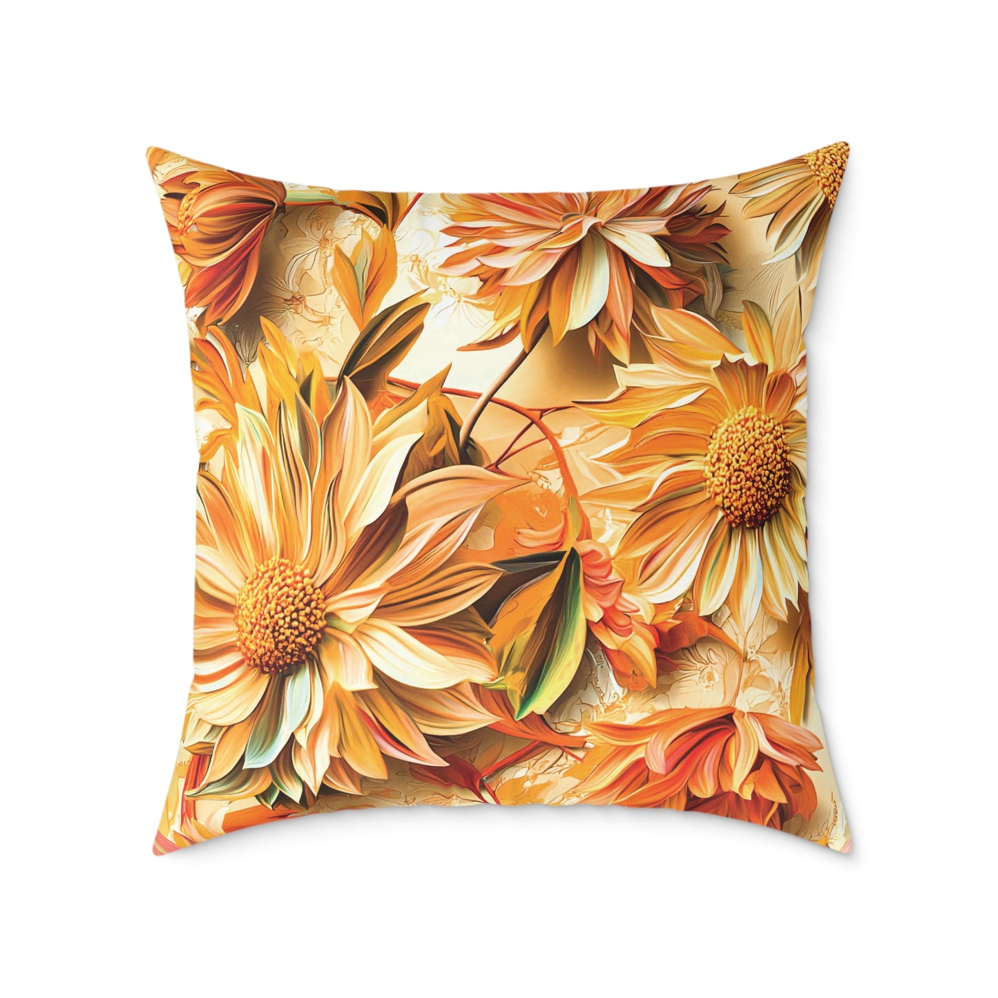 **Flowers Chinoiseries - Square Poly Canvas Pillow UK