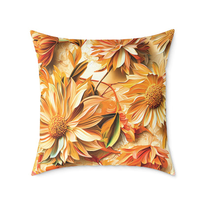 **Flowers Chinoiseries - Square Poly Canvas Pillow UK