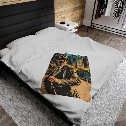 1950s Gangster Comic Cover 3 - Velveteen Plush Blanket USA