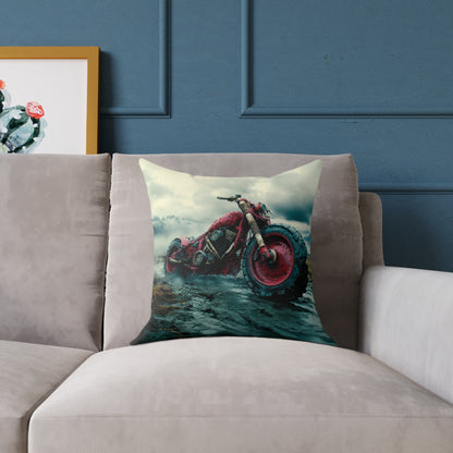 Apocalyptic Motorcycle - Square Poly Canvas Pillow UK
