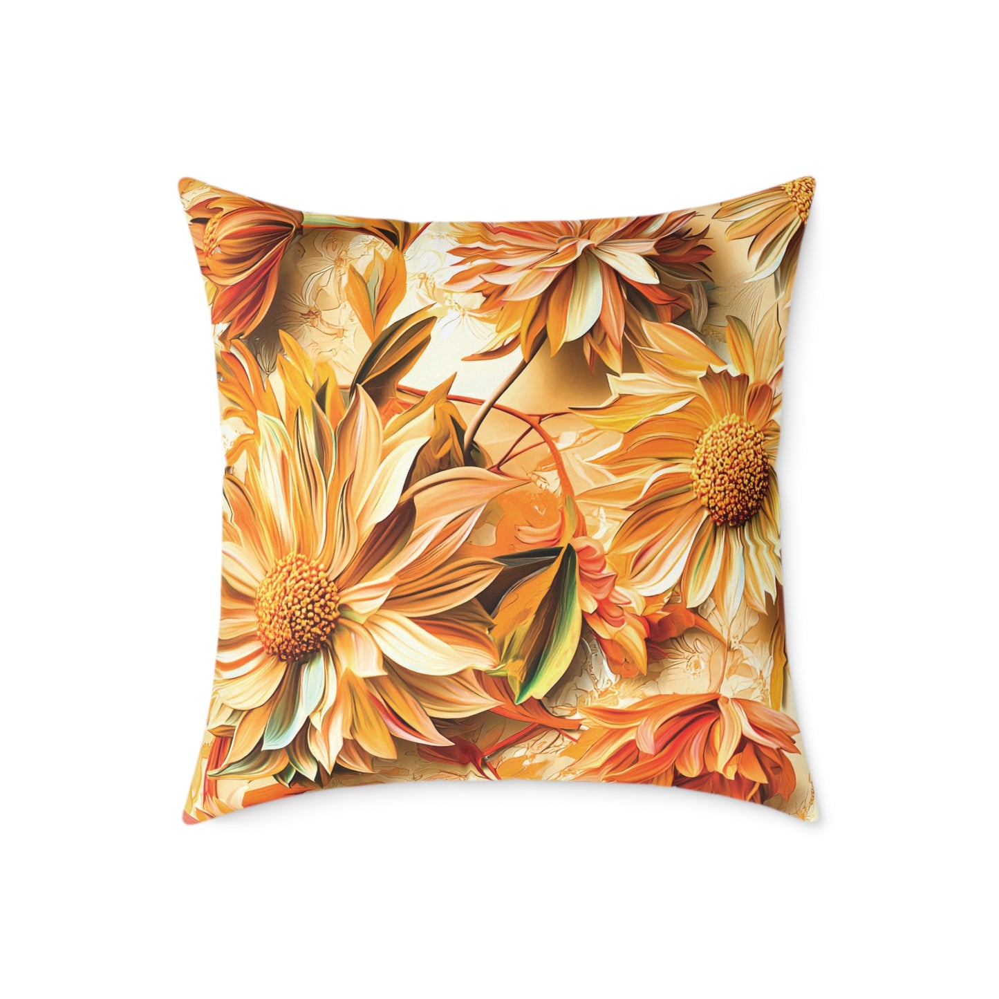 **Flowers Chinoiseries - Square Poly Canvas Pillow UK