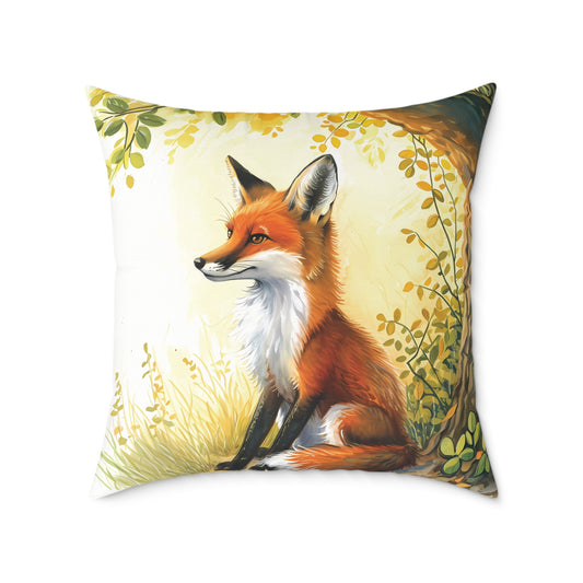 Cute Foxes - Square Poly Canvas Pillow - UK