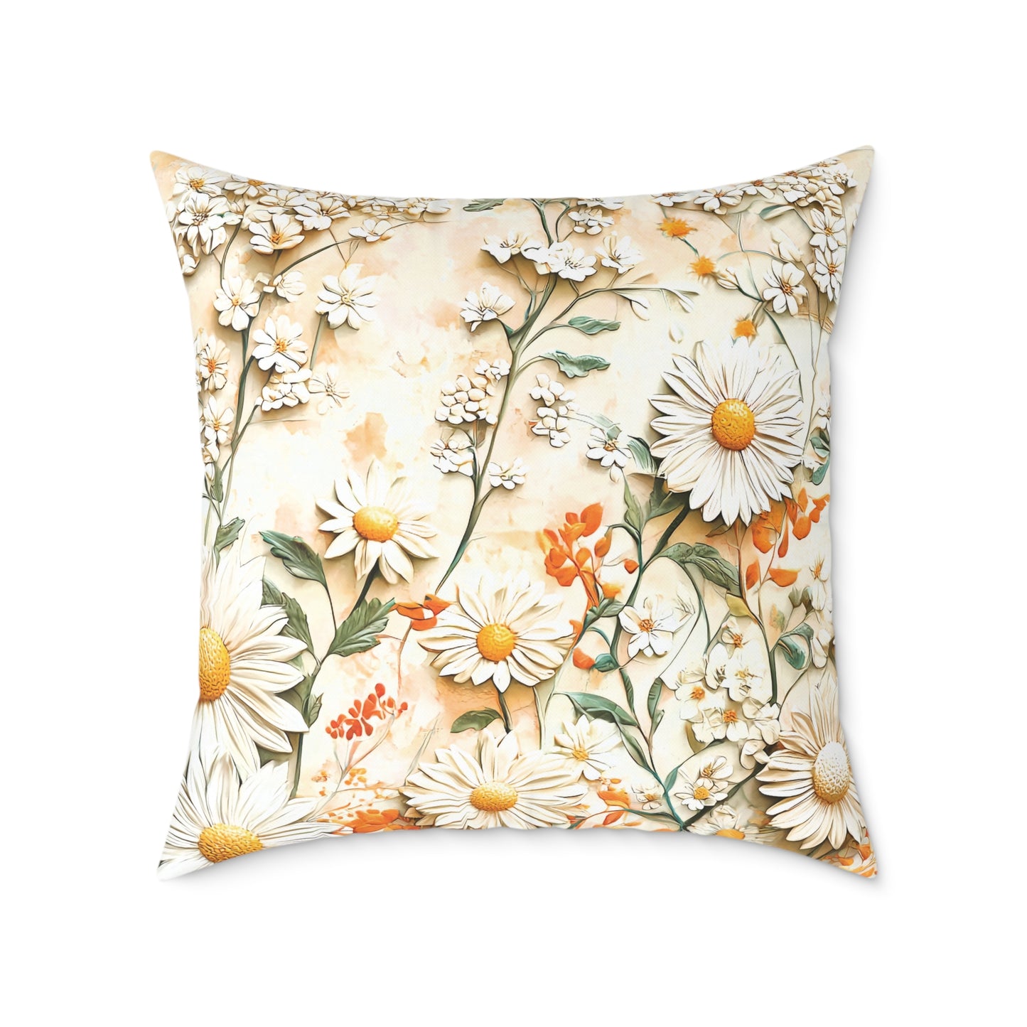 **Flowers Chinoiseries 3 - Square Poly Canvas Pillow UK