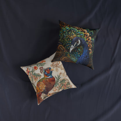 Medieval Needle-Point Pheasant - Square Pillow - UK