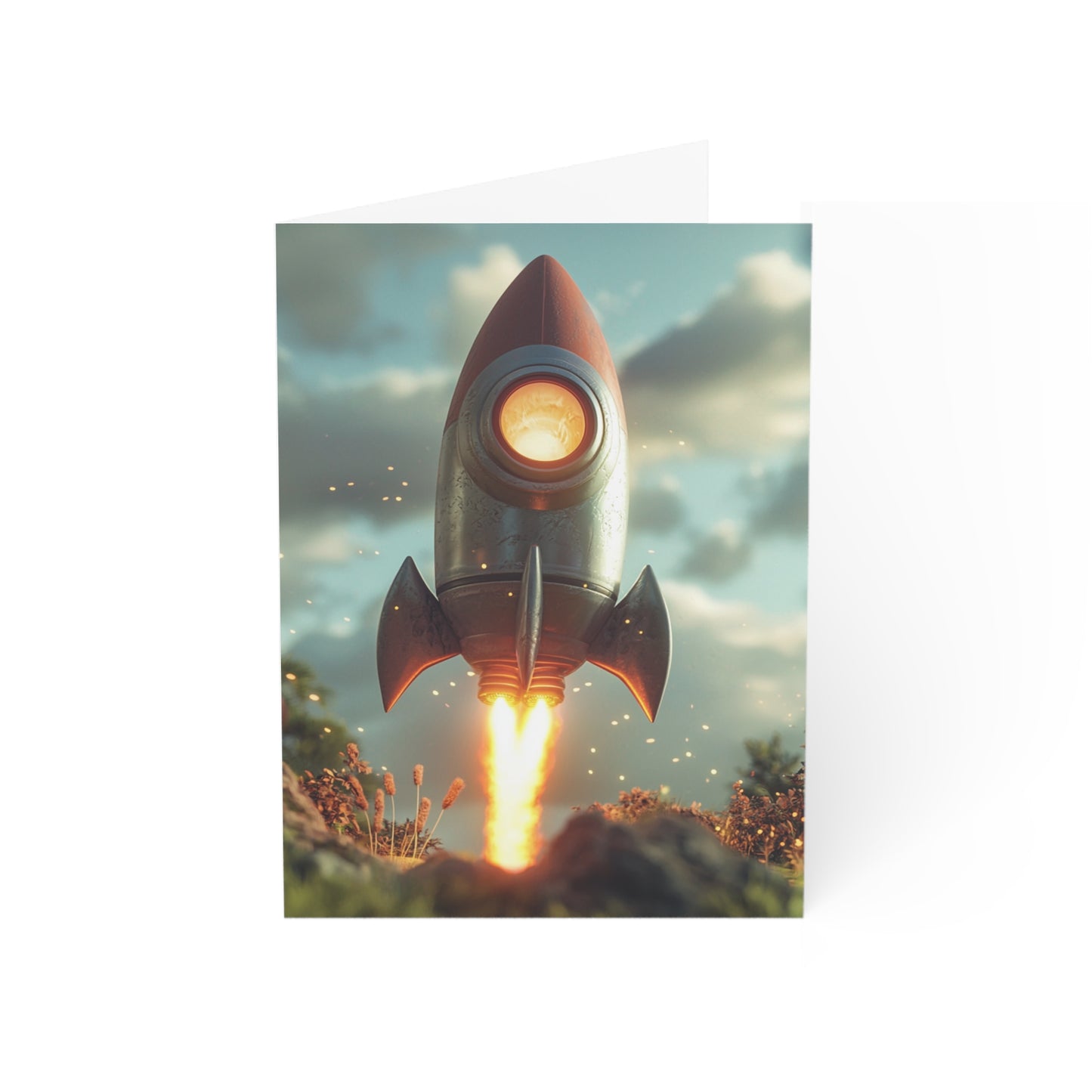Rocket Ship Greeting Cards - Set of 1, 10, 30, or 50pcs for All Occasions - USA