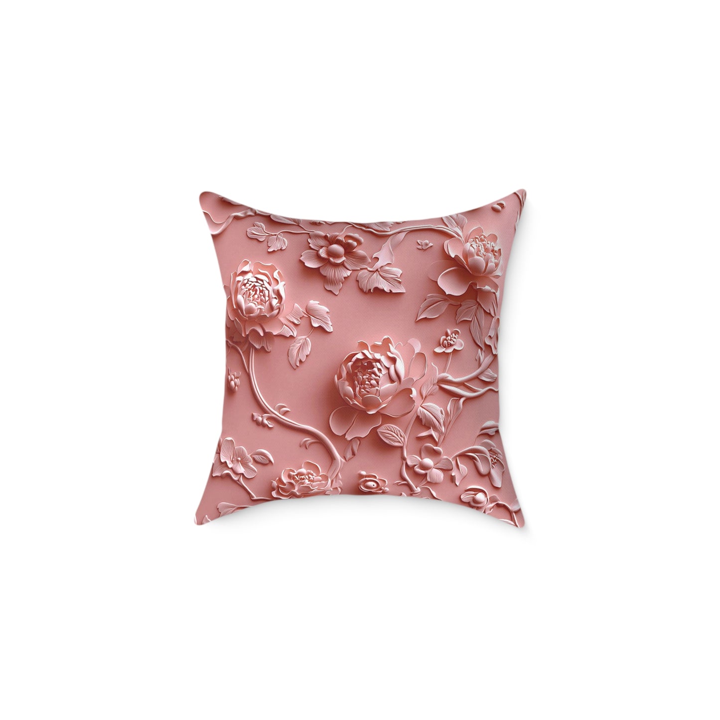 **Pink Vine Chinoiseries - Square Poly Canvas Pillow UK