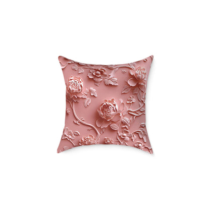 **Pink Vine Chinoiseries - Square Poly Canvas Pillow UK