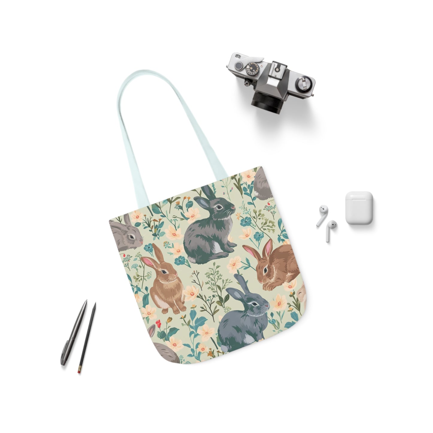 Rabbit Polyester Canvas Tote Bag (AOP)