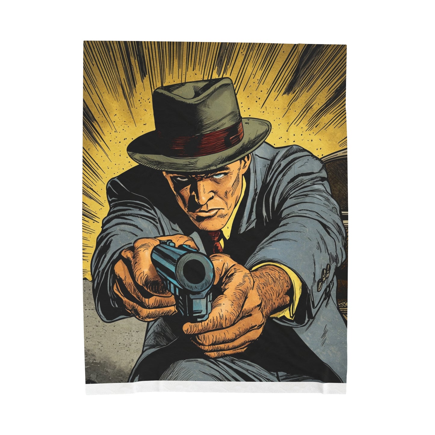 1950s Gangster Comic Cover 4 - Velveteen Plush Blanket USA