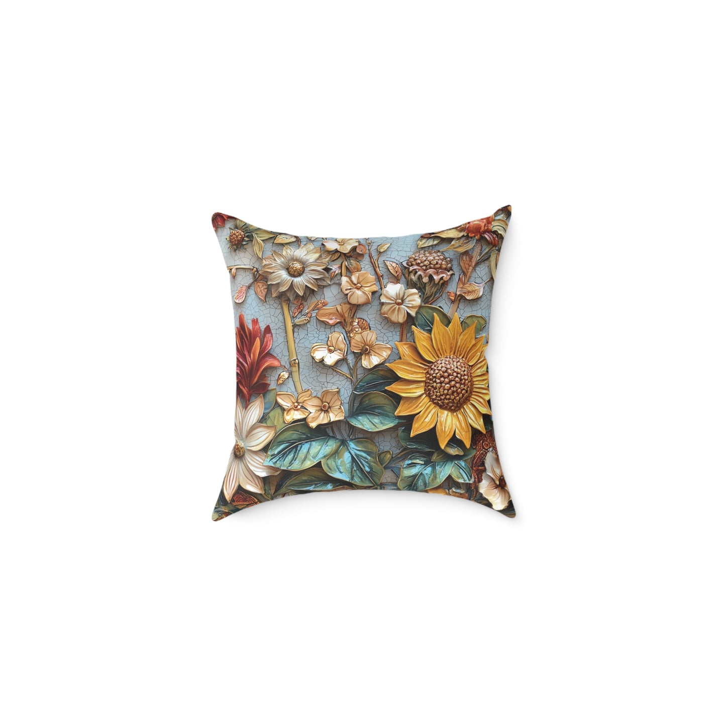 **Flowers 2 Chinoiseries - Square Poly Canvas Pillow UK