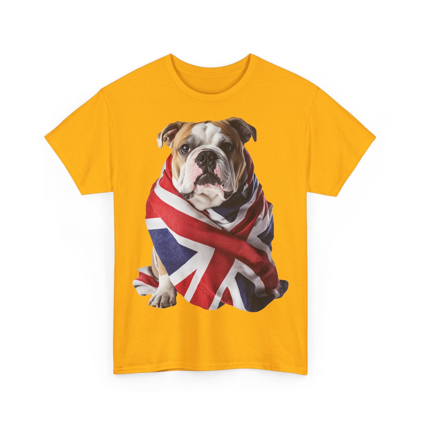 British Bulldog In Union Jack - Unisex Heavy Cotton Tee - Cute Dog Lover Gift UK